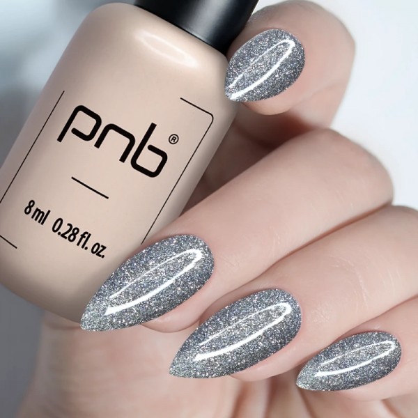 Гел лак PNB 8 мл, Шок ефект 01 Сребро